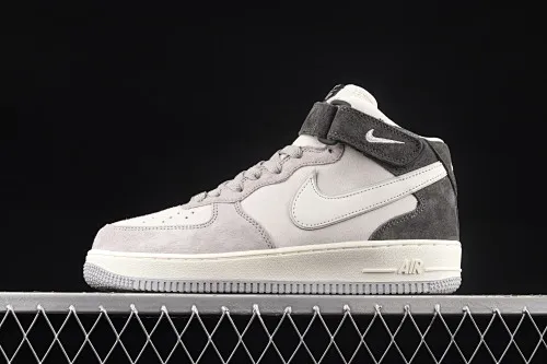 All categories Nk Air Force 1 Air Force series Nk Air Force 1 Mid Air Force mid-top Nk Air Force 1'07 Mid beige gray and black color Air Force 1 mid-top casual sneakers DG9158-616